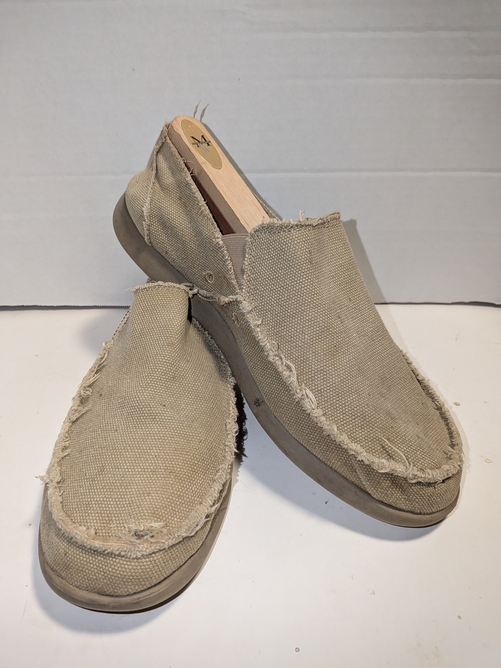 CROCS Men's Frayed Canvas Slip-On Loafers - Beige